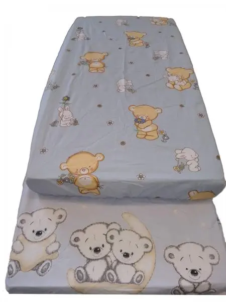 Cearceaf imprimat cu elastic albastru 160x80 cm