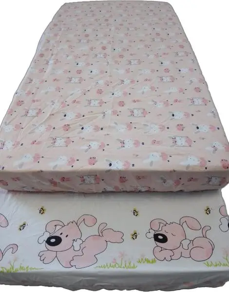Cearceaf imprimat cu elastic roz 160x80 cm