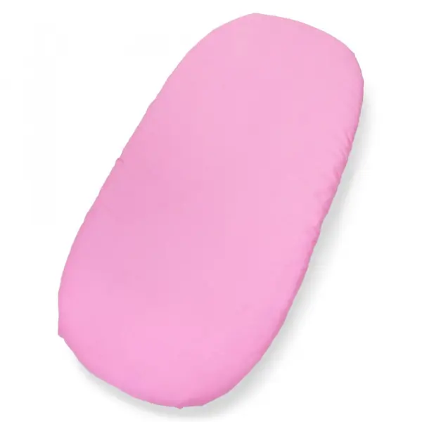 Cearceaf pentru saltea landou copii Kerstin Pink 80 x 38cm, din bumbac 100, cu elastic roata