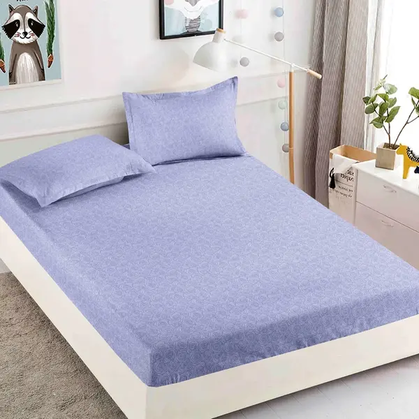 Cearsaf cu elastic, Bumbac FINET, 160/180x200cm, 2 fete de perne 50x70cm, Jojo Home, Lavanda, trandafiri
