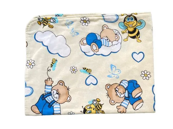 Cearsaf cu elastic pe colt 120x60 cm Ursi cu albine pe bej