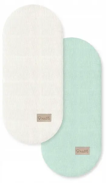 Cearșaf cu elastic pentru cărucior de bebeluși Albero Mio - 2 bucăți, Mietowy/White