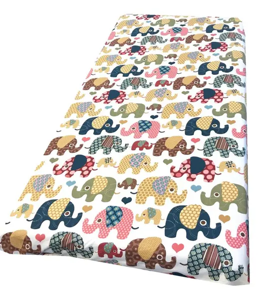 Cearsaf cu elastic roata 120x60 cm Elefanti maro