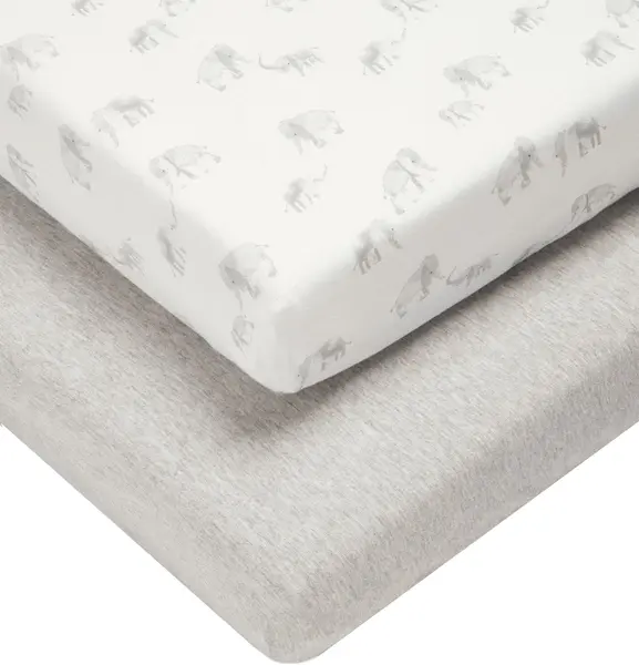 Cearșaf de jos cu elastic pentru pat Mamas & Papas - Elephant, 70 x 142 cm, 2 buc