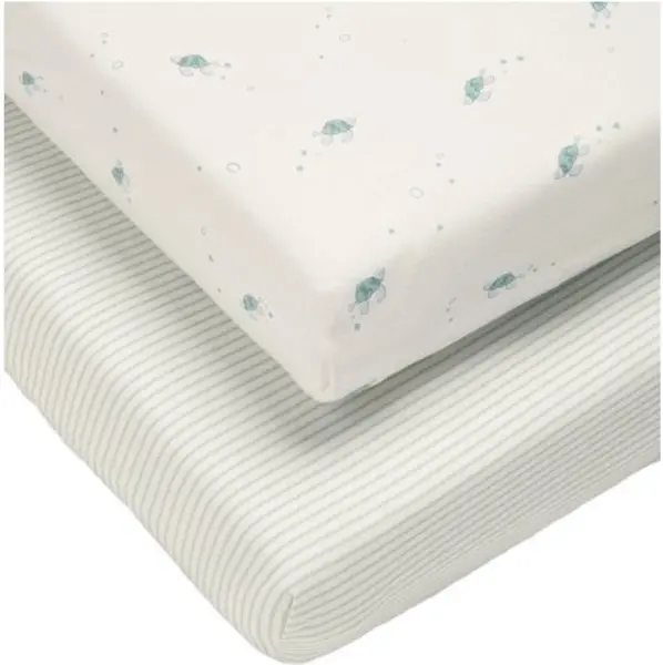 Cearșaf de jos cu elastic pentru pat Mamas & Papas - Turtle, 70 x 142 cm, 2 buc