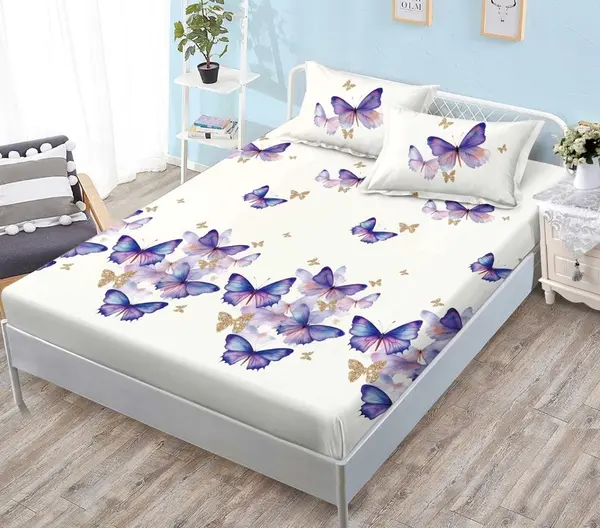 Cearsaf de pat cu elastic si 2 fete de perna Fantezie 180x200 cm (Finet)