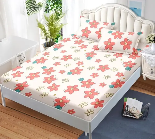 Cearsaf de pat cu elastic si 2 fete de perna Garden 180x200 cm (Finet)