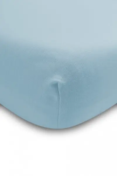 Cearsaf din bumbac Sensillo Jersey Deluxe Blue 120x60 cm cu elastic roata