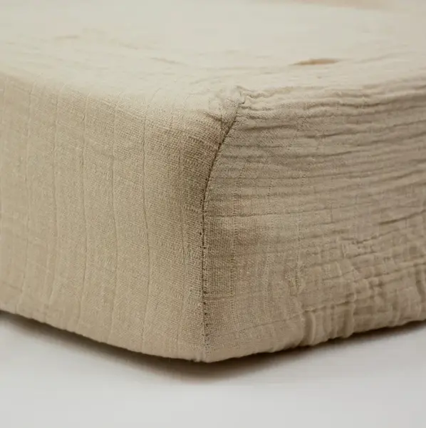 Cearșaf din muselină cu elastic Little band - 60x120 cm, Moka