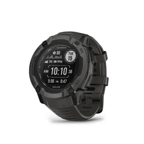 Ceas activity outdoor tracker Garmin Instinct 2X Solar, GARMIN PAY, 50mm, curea silicon, iOS | Android, Bluetooth, Rezistenta la apa 10 atm (Negru/Gri)