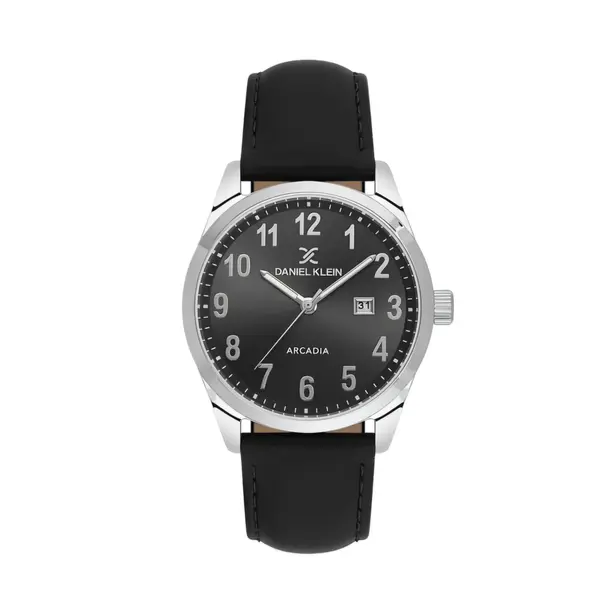 Ceas Bărbătesc Arcadia, Design Clasic cu Dată și Curea din Piele - Negru