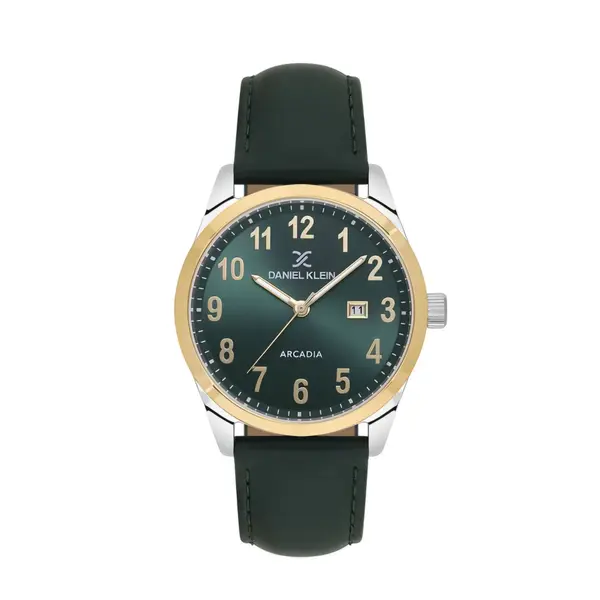 Ceas Bărbătesc Arcadia, Design Clasic cu Dată și Curea din Piele - Verde