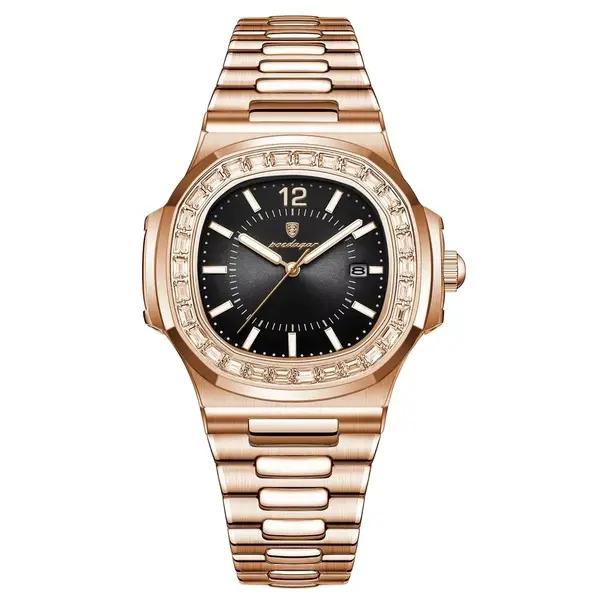 Ceas barbatesc Poedagar CS1846, otel inoxidabil, rose gold, cadran negru