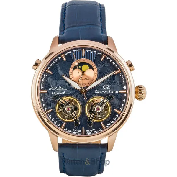 Ceas Carl von Zeyten Carl von Zeyten CVZ0060RBLS Mens Watch Durbach Automatic Moon Phase Limited Edition 46mm 5ATM