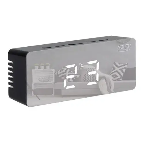 Ceas cu alarma Adler AD 1189B, USB, Temperatura (Negru)