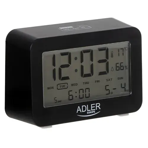 Ceas cu alarma pe baterii Adler 1196B, 3 setari alarma, Lumina de fundal (Negru)