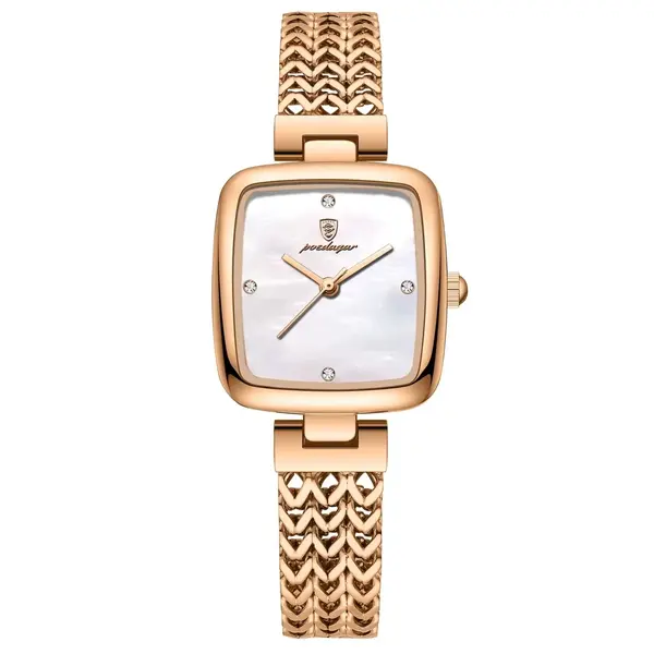 Ceas de dama Poedagar CS1912, otel inoxidabil, rose gold, cadran alb