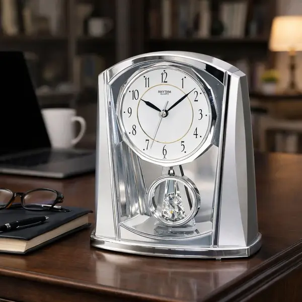 Ceas de masa cu pendul decorativ 21.3x17.8x7.6 cm design elegant modern silentios