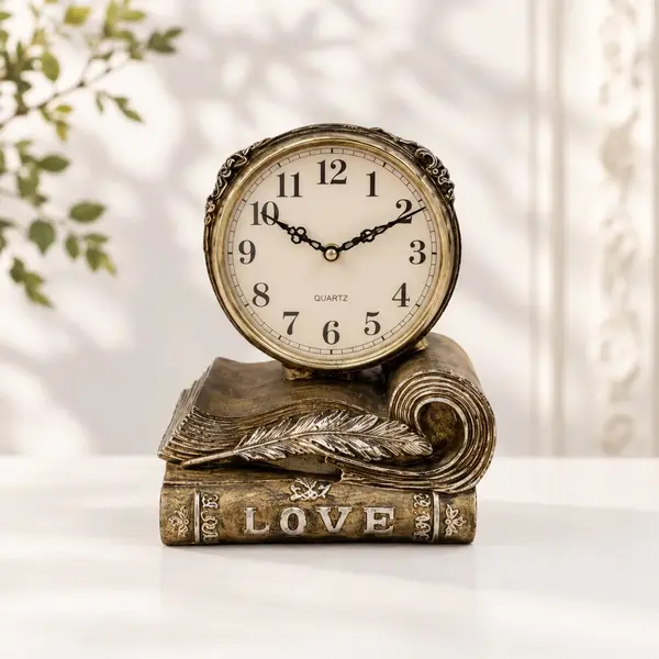 Ceas de masa decorativ vintage pentru living dormitor birou 22 x 16 cm