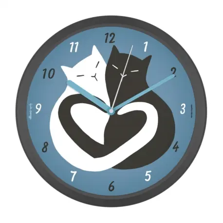 Ceas de perete - Black & White Cat | Derriere la porte