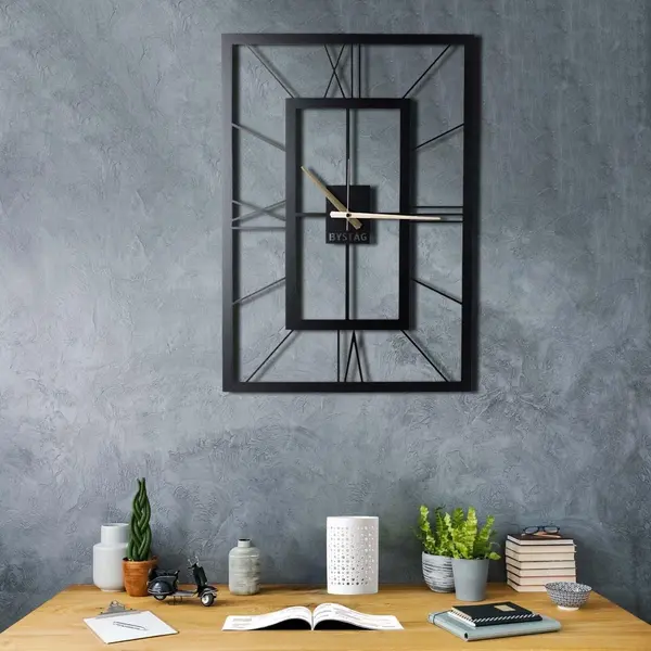 Ceas de perete November XL, Negru, 49x70 cm