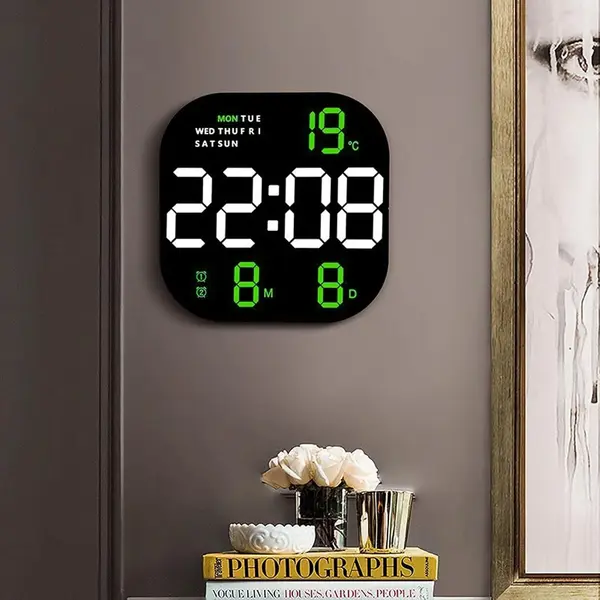 Ceas digital de birou sau perete cu telecomanda cu afisaj LED temperatura si alarma