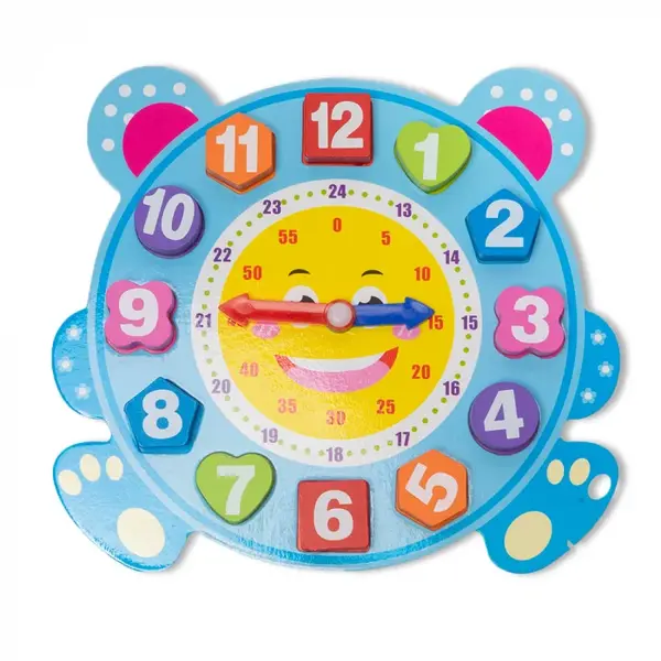 Ceas din Lemn pe Suport tip Puzzle Montessori - Nurio