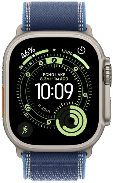 Ceas inteligent Apple - Watch Ultra 3 Cellular, 49mm, M/L, Natural Titanium/Blue/Bright Blue Trail