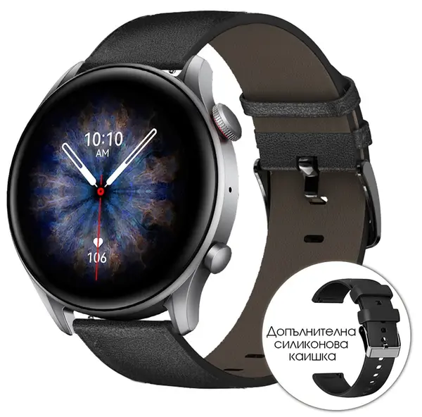 Ceas inteligent Riversong - Motive 6C Pro, 1.30'', Space Gray Leather