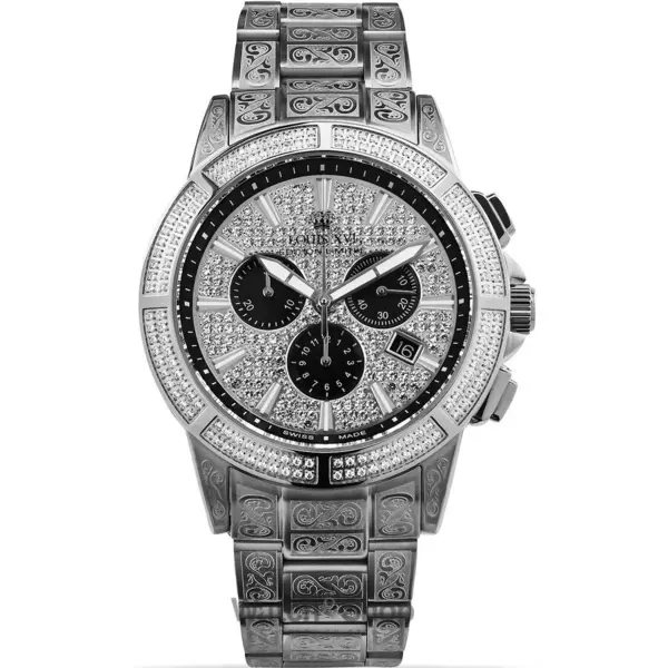 Ceas Louis XVI Louis XVI LXVI1127 Majeste Iced Out Chronograph Mens Watch 43mm 5ATM