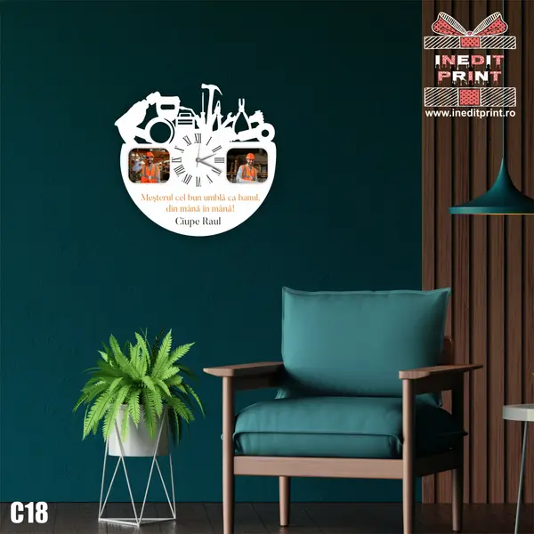 Ceas personalizat cu fotografie si text C18