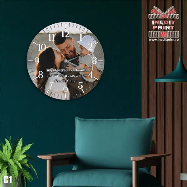 Ceas personalizat fotografie si text C1