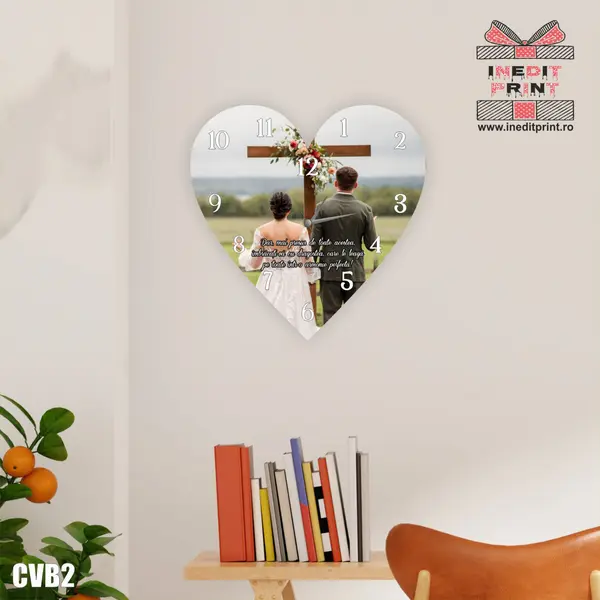 Ceas personalizat fotografie si verset CVB2- 30x30cm