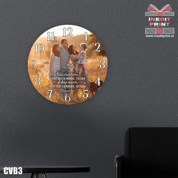 Ceas personalizat fotografie si verset CVB3