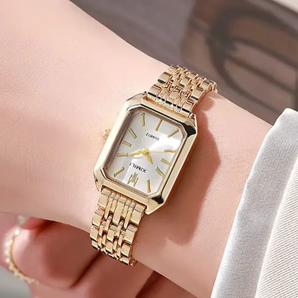 Ceas Quartz Golden - Alb Perlat