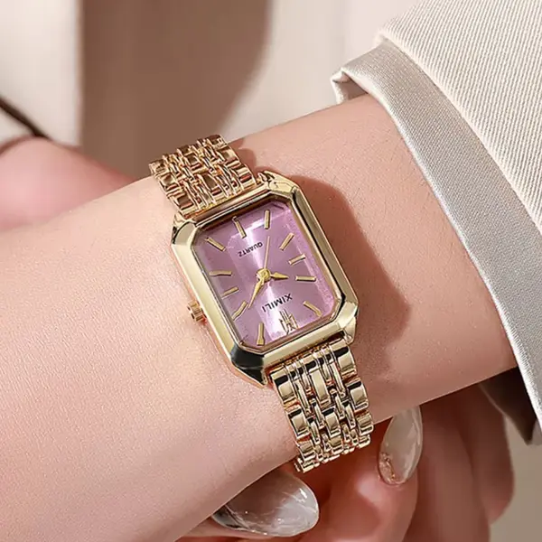 Ceas Quartz Golden - Roz Pastel