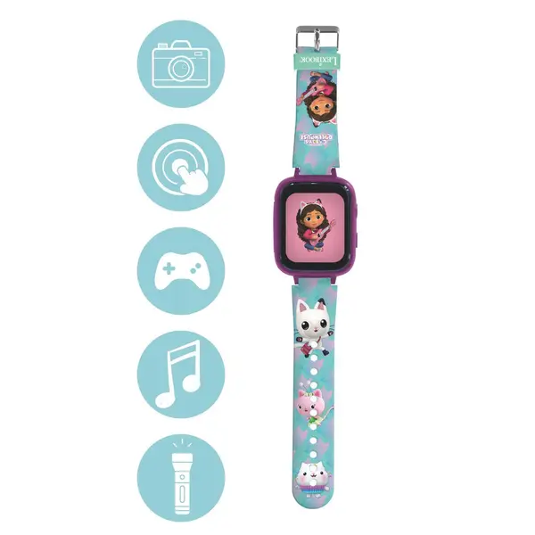Ceas smart pentru copii Lexibook – Gabby's Dollhouse, 8GB memorie, cu cameră
