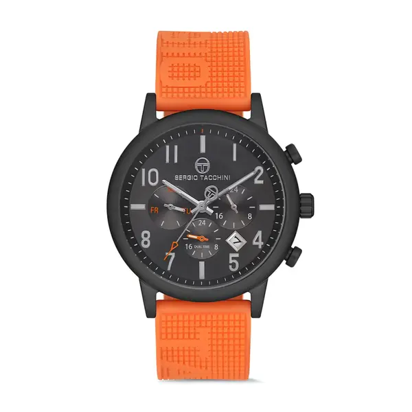 Ceas Sport pentru Bărbați, Funcție Dual Time și Curea din Silicon - Portocaliu
