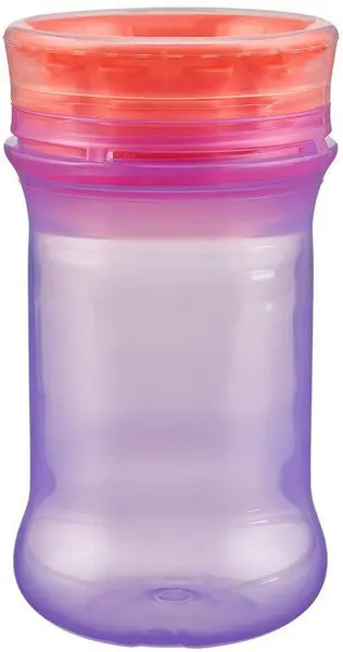Ceașcă antiderapantă cu margine din silicon moale Vital Baby - 360°, 280 ml, violet