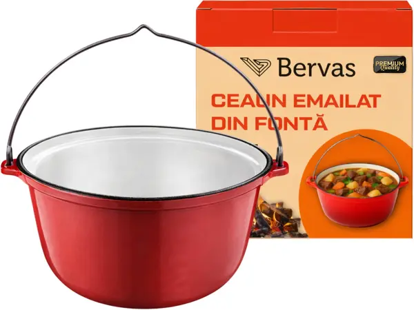 Ceaun Emailat din Fonta 7.2L Profesional pentru Gatit Traditional Compatibil Inductie si Cuptor Bervas