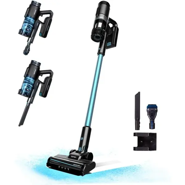 CECOTEC Aspirator vertical 3 in 1 Rockstar 1500 Ray Pure, Putere 215W, 25.2V Li-Ion, 12kPa, Autonomie 45min, Rezervor 500ml, Albastru-Negru