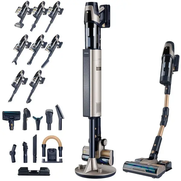 CECOTEC Aspirator vertical+aspirator de mana Cecotec Conga Rockstar 11500 Odyssey Station, 320 W, 30000Pa, Control prin aplicatie, AI, senzori de particule, Negru-Auriu