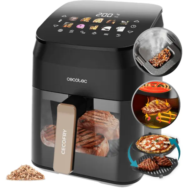 CECOTEC Friteuza cu aer cald Cecotec Cecofry & Grill Smokin' 4500, 1900 W, 4.5 l, Negru