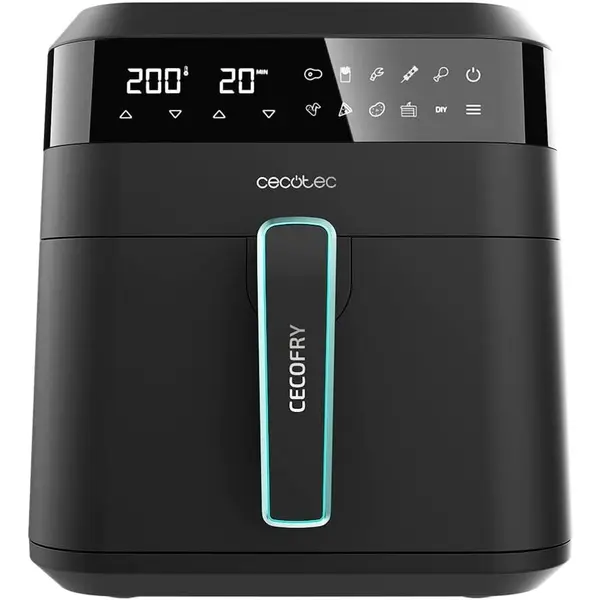 CECOTEC Friteuza cu aer cald, fara ulei Cecotec Cecofry Experience 6000, 1700W, 6L, Control tactil, 9 Programe Presetate, Negru