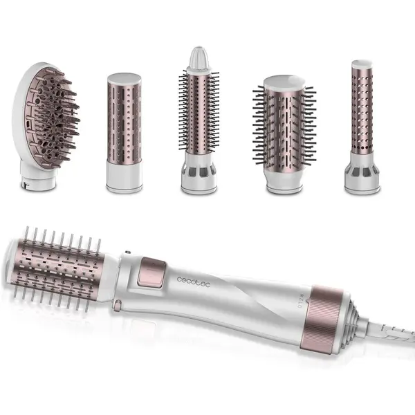 CECOTEC Set perie rotativa cu 5 capete Cecotec Bamba CeramicCare, 5in1 Pro, 1000W, Perie pentru indreptat parul, Perie electrica, Ondulator par