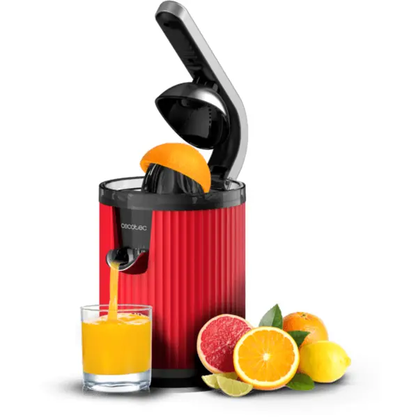 CECOTEC Storcator de citrice Cecotec Xqueeze RetroJuice 600, 600w, filtru din inox, anti picurare, 2 conuri de plastic, Rosu