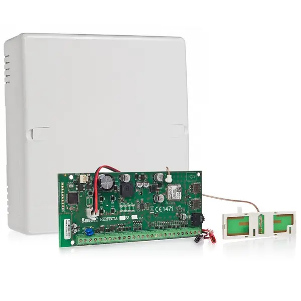 Centrala alarma antiefractie Satel PERFECTA 32 SET-A, 2 partitii, 8-32 zone, 4-12 iesiri, 15 utilizatori, antena
