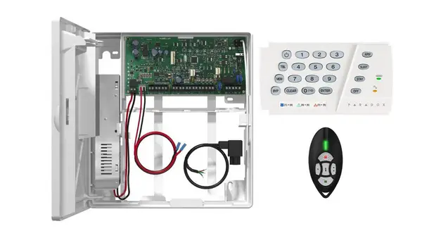 Centrala alarma Pradox Magellan MG5075 cu telecomanda REM2 si tastatura K636, MG5075+REM2+K636