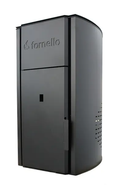 Centrala pe peleti Fornello Royal B BLACK 30 kw, complet echipat cu pompa de circulatie, vas expansiune, supapa de siguranta, buncar de peleti 30 kg, automatizare, culoare negru, pana la 200 mp