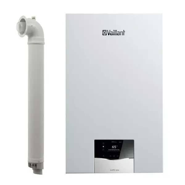 Centrala termica in condensatie Vaillant Ecotec Plus VUW 32CS/1-5, 27 kW, incalzire si acm, kit evacuare inclus